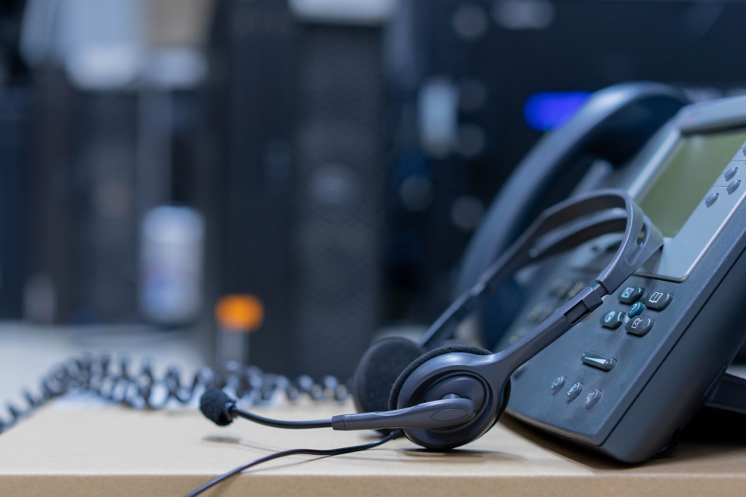 Office Telephone And Headset For Business Communication
